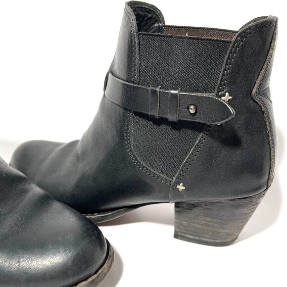 RAG & BONE Durham Black Leather Stretch Chelsea Ankle Booties Boots - Picture 4 of 12